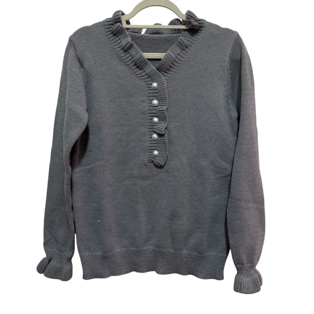 Gray sweater with from 1/4 button - size M